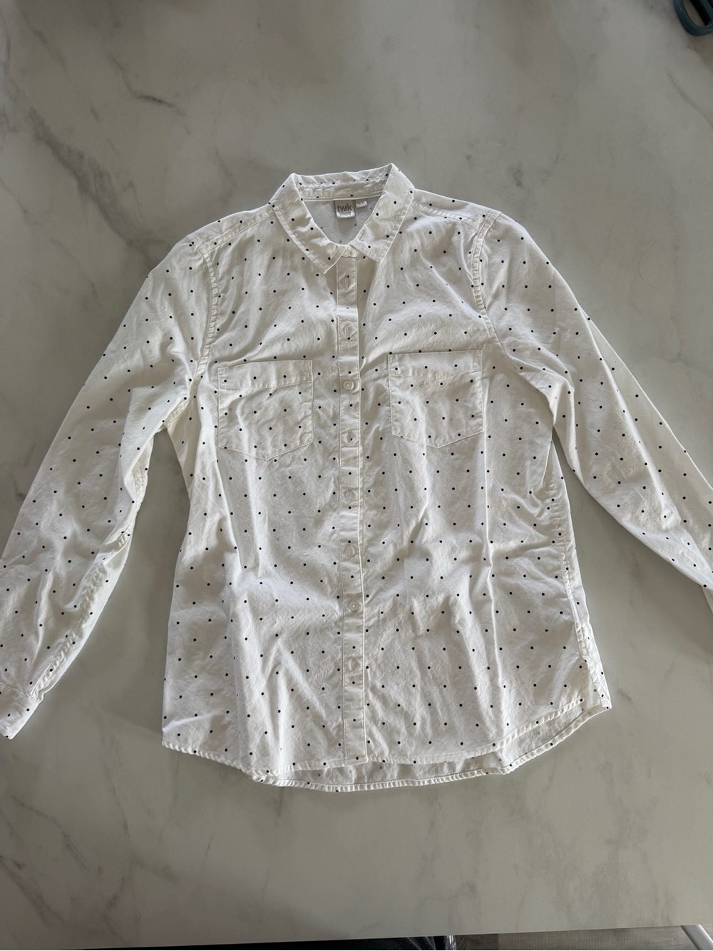 twik White Shirt with Black Polka Dots